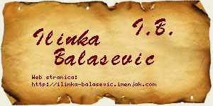 Ilinka Balašević vizit kartica